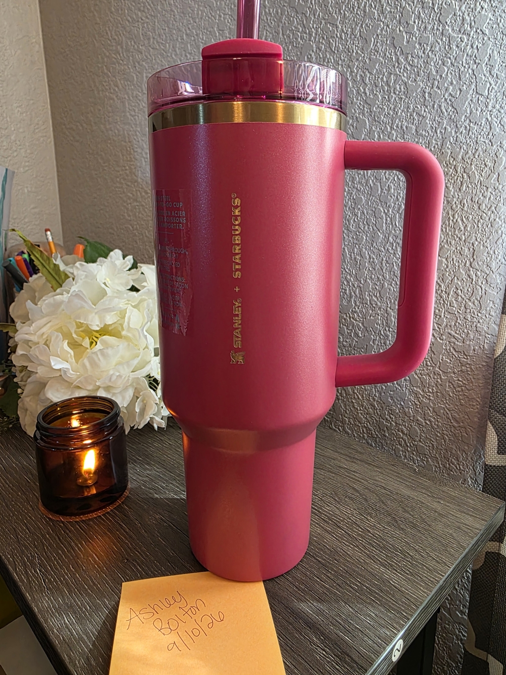 Starbucks x Stanley Pink Stainless Travel Mug with Handle